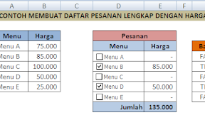 Cara Membuat Daftar Pesanan Lengkap Dengan Harganya Dalam Microsoft Excel